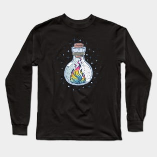 Pansexual Fire Occult Bottle LGBT Pan Pride Flag Long Sleeve T-Shirt